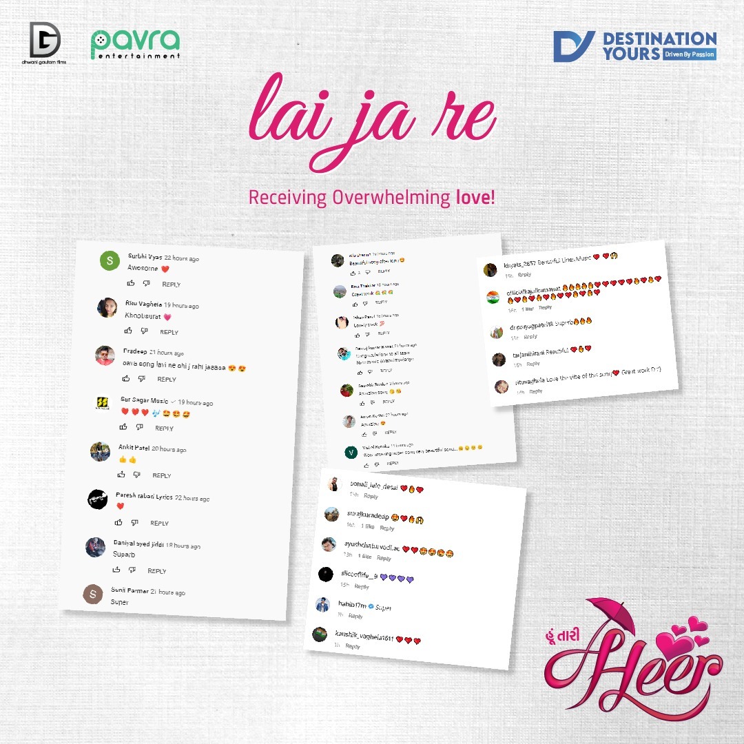 DestinationYour's tweet photo. We are thankful to the audience for such a wonderful reaction on the song 'લઈ જા રે...' from our upcoming film Hoon Tari Heer!
If you have missed it, then watch the full song https://t.co/HmB8mHzd5H
#hoontariheer #laijaresong #jigrra #destinationyours #pavraentertainment https://t.co/f0hh9WZkGM