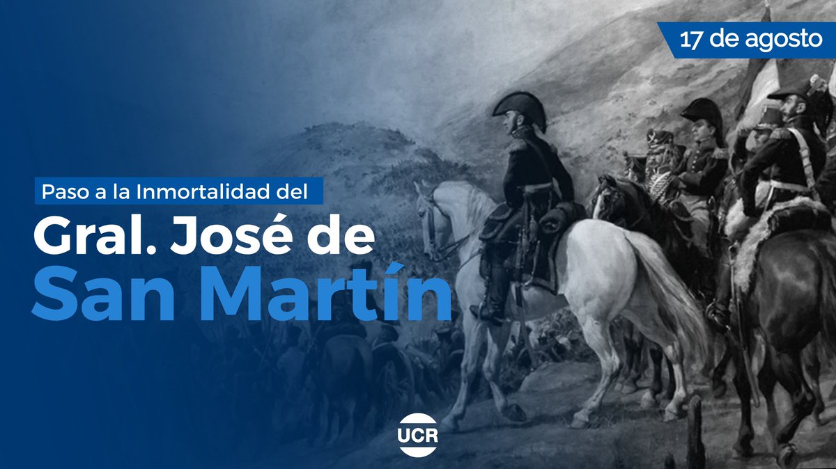 UCRNacional's tweet photo. 🇦🇷José de San Martín🇦🇷
El 17 de agosto se conmemora el paso a la inmortalidad del “Padre de la Patria".
Libertador y figura crucial en las guerras de la independencia hispanoamericana.
Ejemplo de ética y compromiso con la Patria. 

Nuestro recuerdo a 172 años de su fallecimiento. https://t.co/lTDlk97pLl