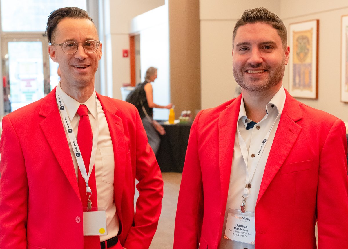 Rocking red suits at the #lmafest and showing broadcasters how to improve audience engagement and grow sponsorship!