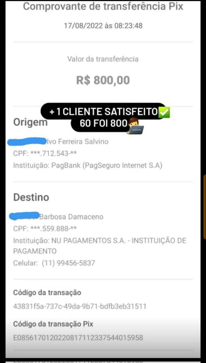 COMEÇAMOS MAS UMA SEMANA DE LUCROS ✅ 💸 

MAS UMA SEMANA  DE LUCROS ✅💸 

R$ 80 VAI 800 PIX 
R$ 100 VAI 1.000 pix
R$ 150 VAI 2.000 pix
R$ 250 VAI 2.500pix
R$ 350 VAI 3.000 pix
R$ 400 VAI 4.000 pix 
R$ 550 VAI 6.000 pix