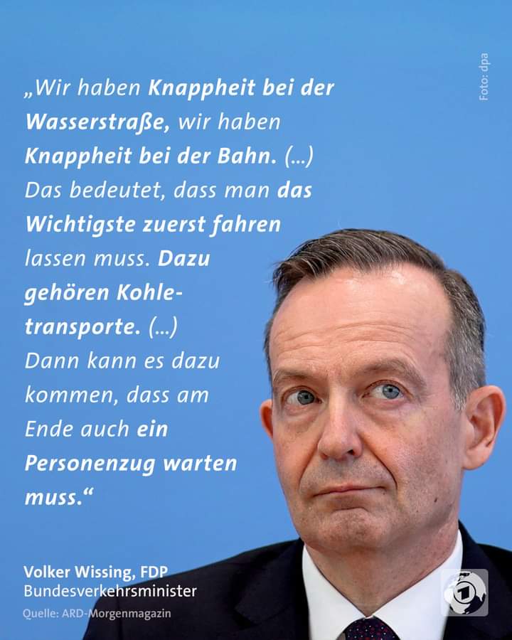 Und wie immer bei der #FDP gilt:

#Wirtschaft first!

Und wenn Personal zu spät zur Arbeit kommt, ist das sicher für die Wirtschaftsbosse kein Problem, denn #Wissing hat ja mit seiner Erklärung nun eine pauschale Entschuldigung geliefert. 

#Politik #Niedrigwasser