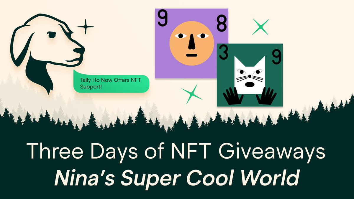 taho_xyz's tweet photo. We now support Ethereum and Polygon NFTs 🙌

3 days of NFT Giveaways🎉

🎁@ninachanel @TheGoda_io Nina’s Super Cool World 2599
🎁Nina’s Super Cool World #3970

To enter👇
✅ Follow @TallyCash 
✅ Quote w/ a screenshot of your Tally Ho wallet 

download at https://t.co/nrnUMCQmng https://t.co/gRtH0AfJGG