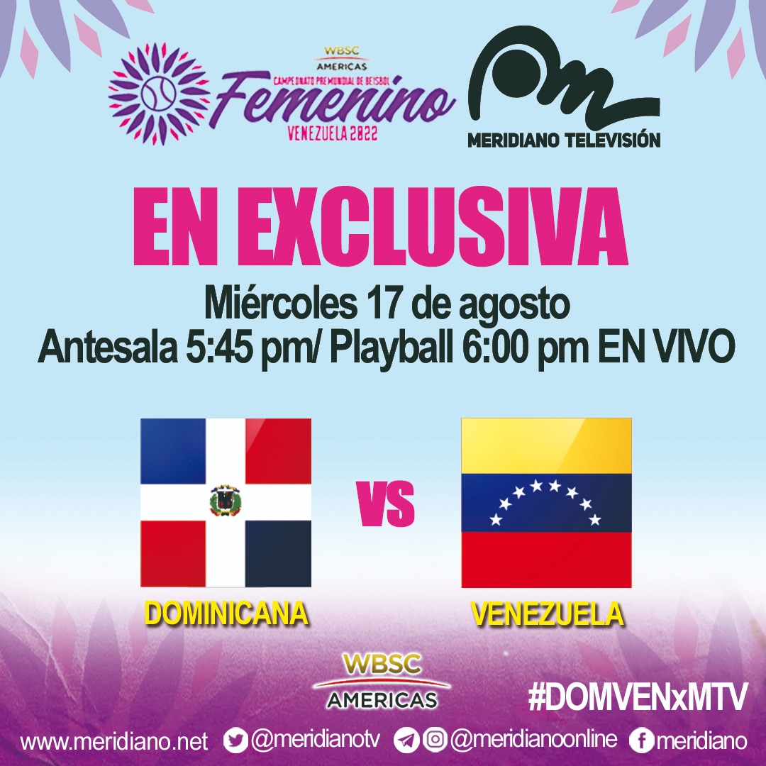revistaronda's tweet photo. Nuestra selección ha dejado el nombre del país en lo más alto y va por más… ¡Premundial Femenino 2022!⚾️ #MeridianoTV
Hoy
5:45 pm Antesala
6:00 pm Dominicana vs Venezuela
No te lo pierdas #DOMVENxMTV
#PremundialFemenino #WomensBaseball #MeridianoTaQueArde #deporte #venezuela https://t.co/lNutxyAdyH