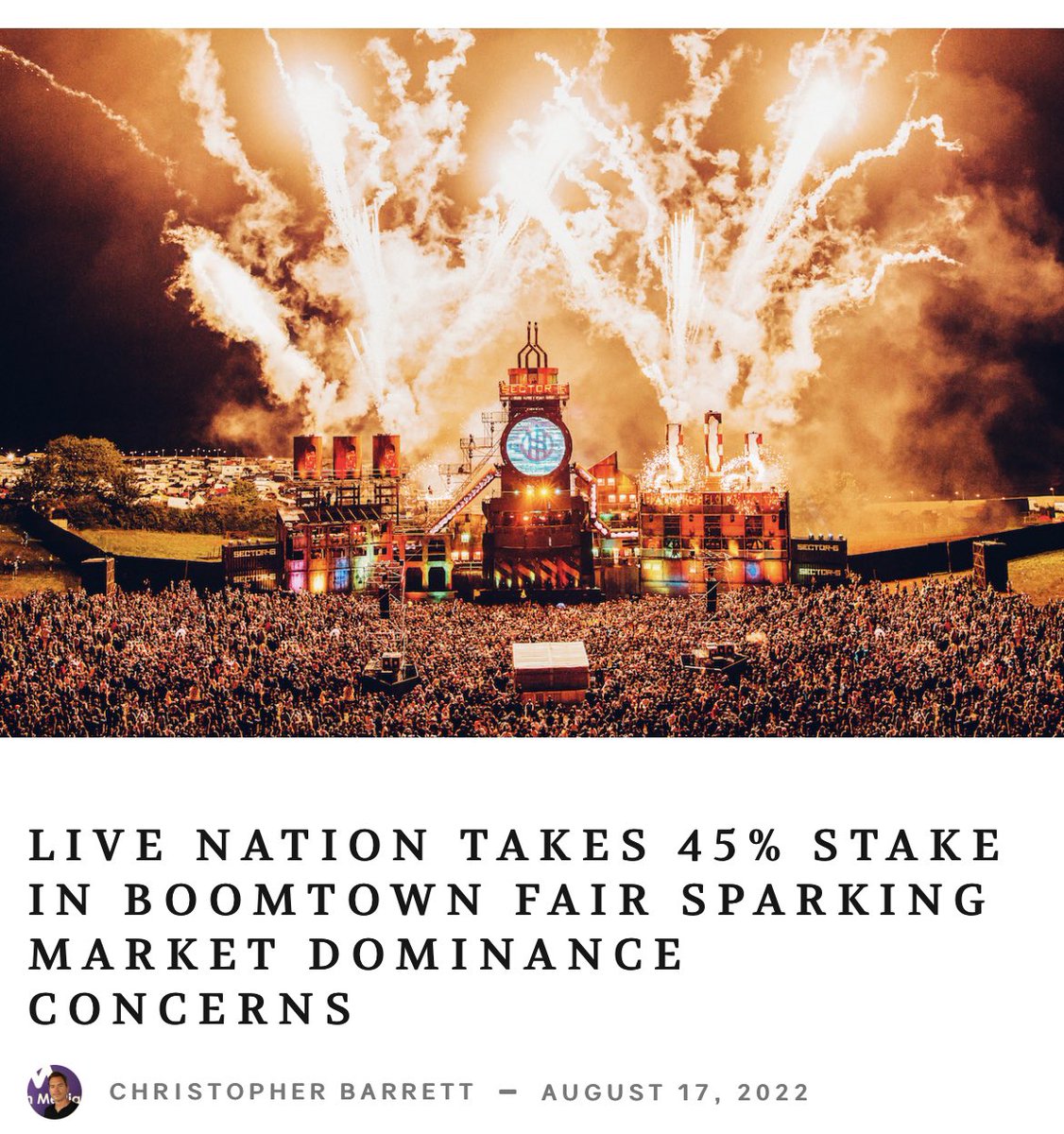 Independent festivals are dwindling…
#article from <a href="/Access_AA/">Access All Areas</a> 
Christopher Barrett, Editor of Access All Areas

#festivals
#events
#boomtown
#livenation