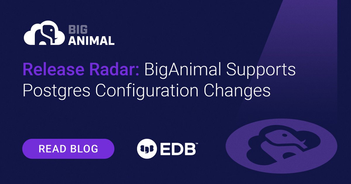 EDBPostgres's tweet image. With new support for configuring Postgres databases via formulas, EDB&apos;s BigAnimal continues to provide the tools and flexibility for you to get the most out of Postgres. 

👉 okt.to/CmWfdl

#PostgreSQL #BigAnimal #PostgresInTheCloud #PowerToPostgres