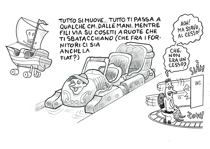 Disegni tratti da "Se questo è un topo": paginone centrale di Cuore nr.64, 18/04/92 con un reportage disegnato da Rob Grassilli in qualità di inviato all'apertura del primo parco Disneyland a Parigi, trent'anni fa esatti.