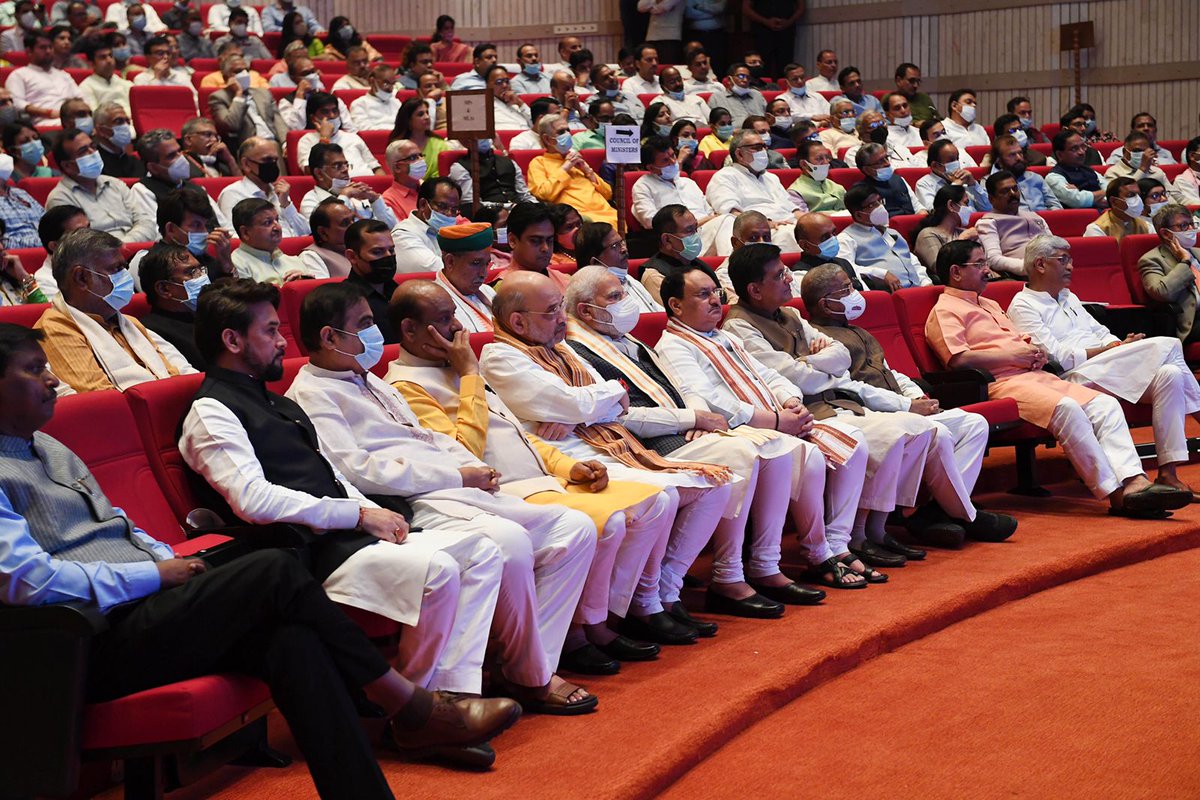 prasarbharati's tweet photo. PM @narendramodi attends special screening of 'Swaraj', new show on Doordarshan. @DDNational https://t.co/OCnnxuXUQq
