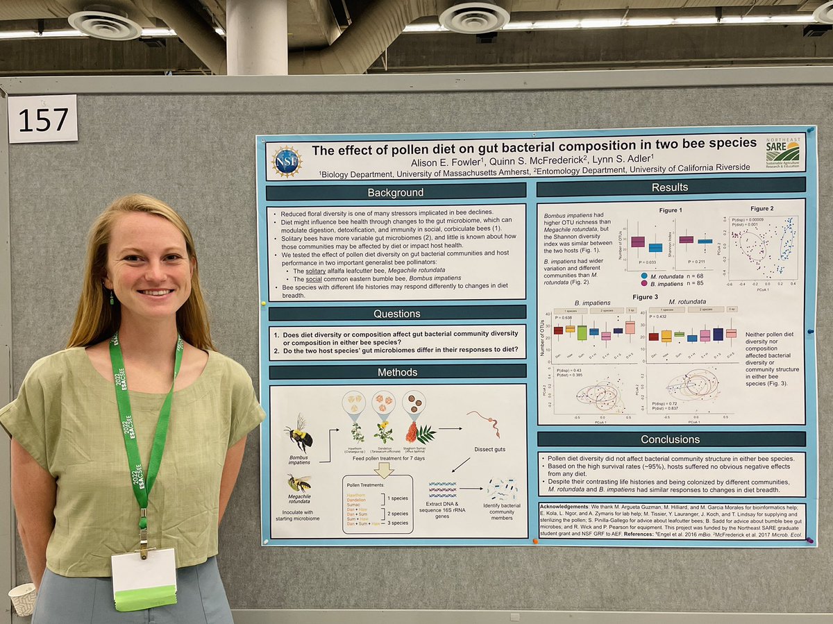 Having a great time so far at #ESA2022 !! 🌱 

If you’re into #bees and #pollen and #microbes come chat with me tonight at poster # 157!
