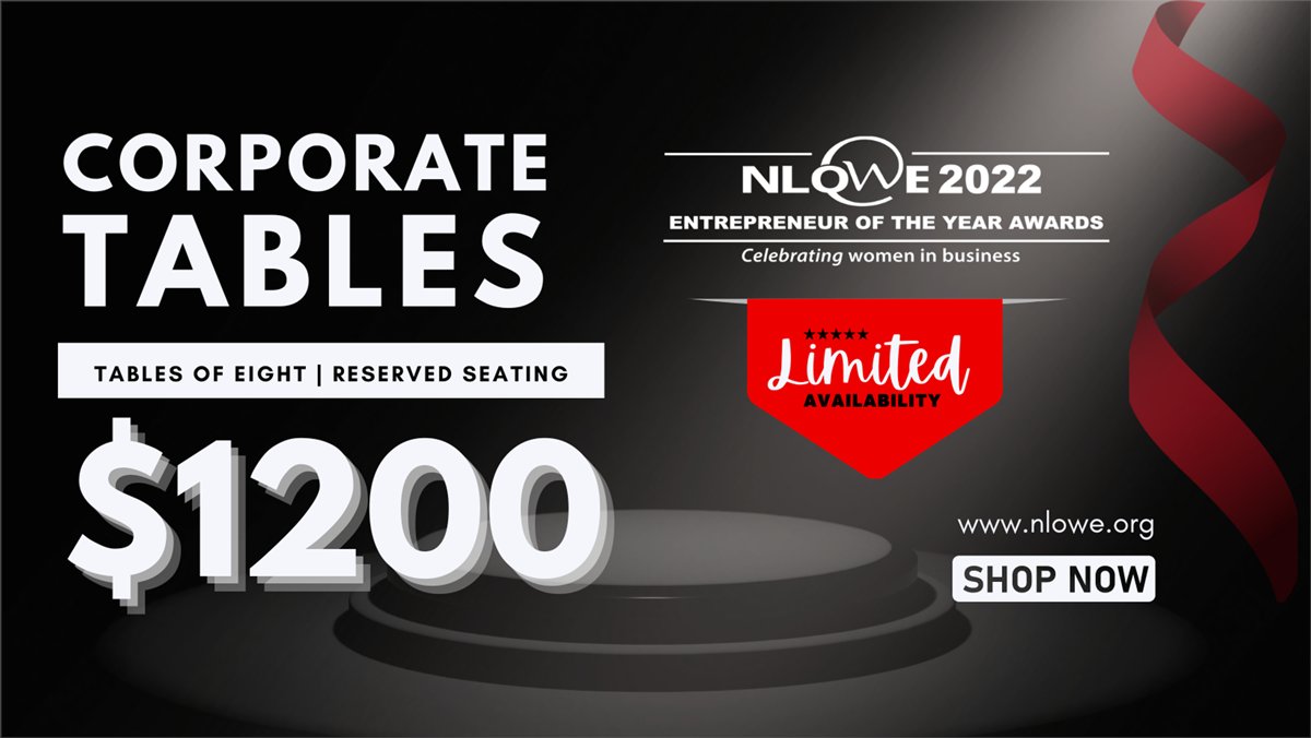 nlowe_org's tweet photo. SAVE $$$ - NLOWE Corporate Tables.
Promote your business at the Entrepreneur of the Year Awards gala. #NLOWE2022
BOOK ONLINE π±οΈ https://t.co/RyvcjvaE4w https://t.co/7PftmWPV9y