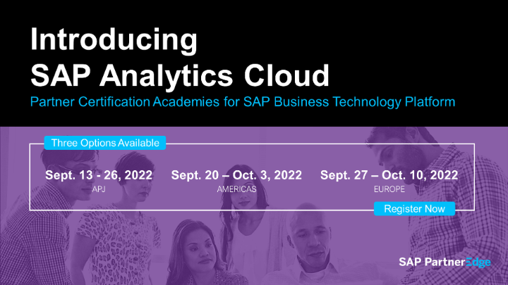 Equip yourself with foundational knowledge of SAP Analytics Cloud &amp; prepare for SAP Analytics Cloud &amp; SAP Analytics Cloud Planning certifications. Access the Q3 schedule and register for this #SAPPartner certification academy for your region: imsap.co/6014MBDMy