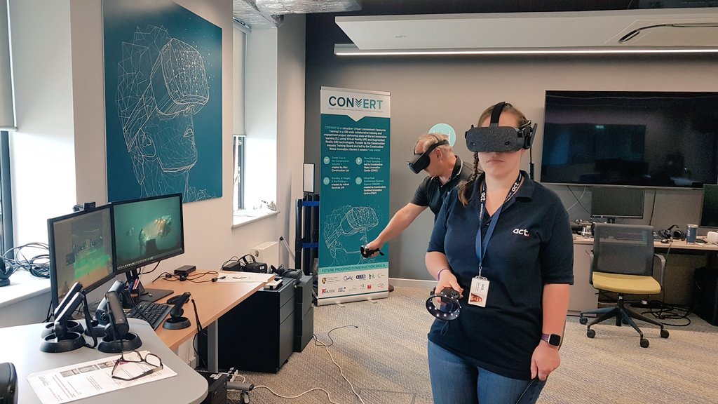 Clare, Ian &amp; Steve from <a href="/acttrainingltd/">ACT Training Ltd</a> visited our Immersive Learning lab today to test drive all of the resources available. They'll use them later in the year with their learners. It was good fun as well as being valuable CPD for them.  #interactive #learning #CPD