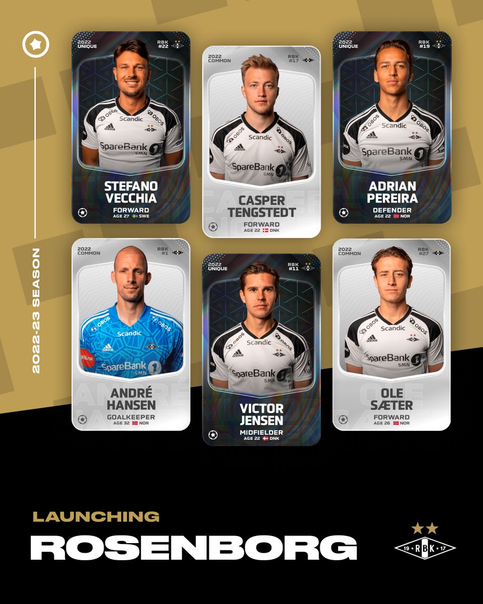 Sorare's tweet image. Sorare has landed in Norway! 🇳🇴

@RBKfotball becomes the first Norwegian club to join global fantasy football. All cards for the @eliteserien record champions are now on the Market! 🖤🤍

🔎 Get scouting: api.sorare.com/go/rosenborg
