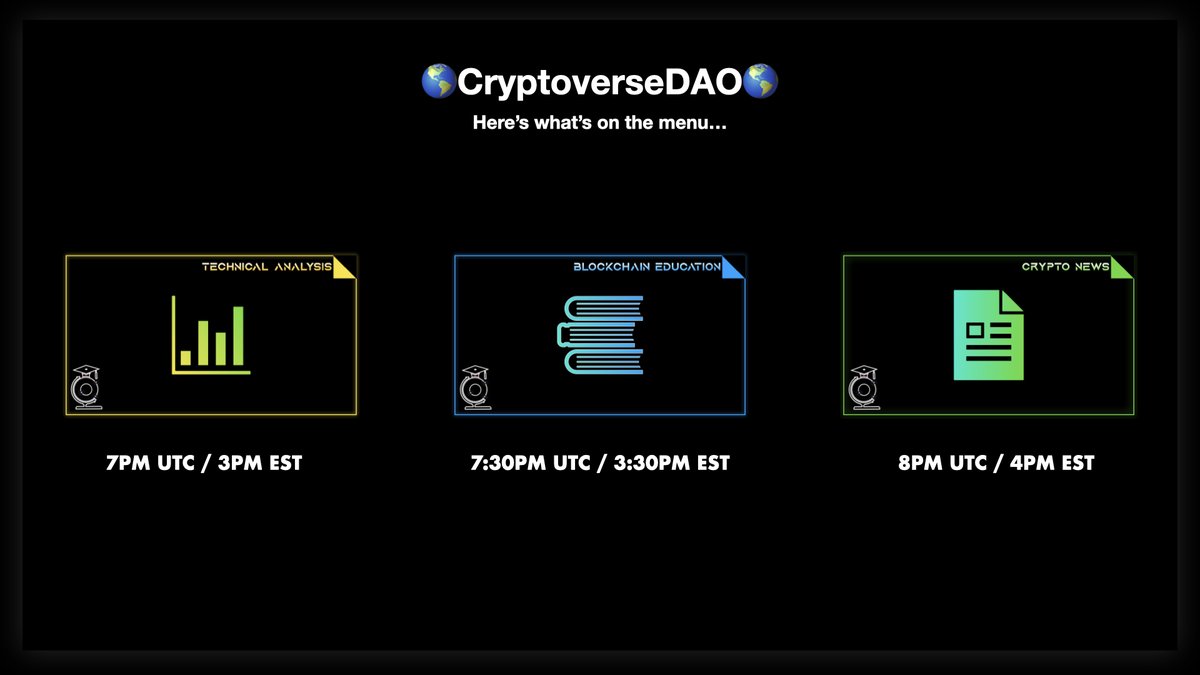 CryptoverseDAO's tweet photo. 🚨Wednesday's Livestream🚨

Technical Analysis📈
#Bitcoin &amp; #ETH

Blockchain Education📚
What is Fibonacci Retracement?

#Crypto News📰
ETH merge updates, #TerraLuna Investigation heats up, #Kraken CEO furious over Tornado cash sanction, $10k #BTC?

Join👾
https://t.co/E0eZ2pGp4M https://t.co/NeylYH7t8v