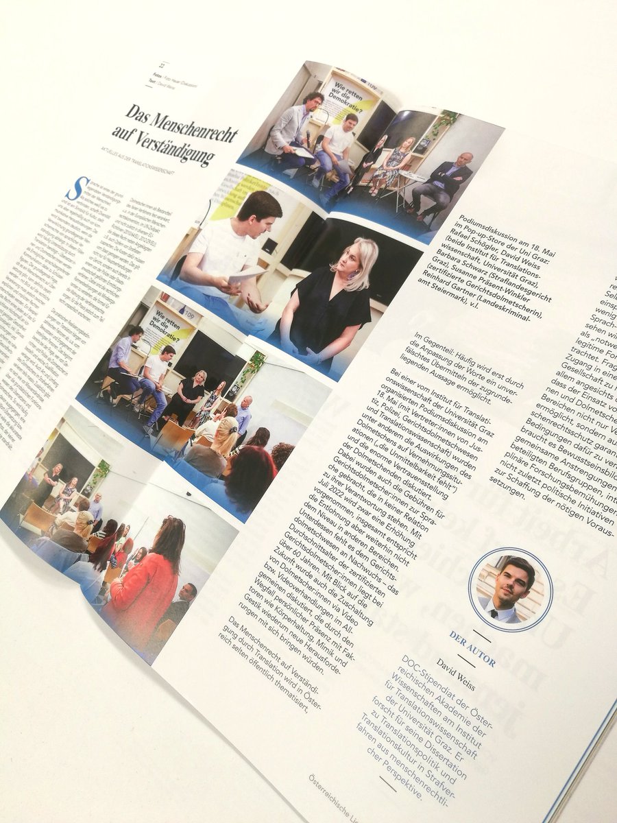 dc_weiss's tweet photo. The impact of translation as a means of safeguarding fundamental human rights can often be overlooked. Very happy to see this piece out in the print magazine of the Austrian League for Human Rights @Oe_Liga_MR. #translationstudies #awareness #righttocommunication https://t.co/TnRKEka9IP