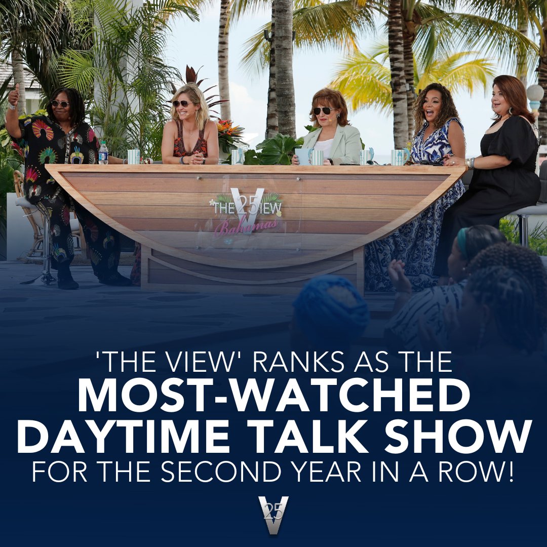 Thanks to our amazing viewers, #TheView is the most-watched daytime talk show for the second consecutive season, closing out our historic 25th season ranking #1 in households and total viewers among daytime network and syndicated talk shows and news programs! ✨