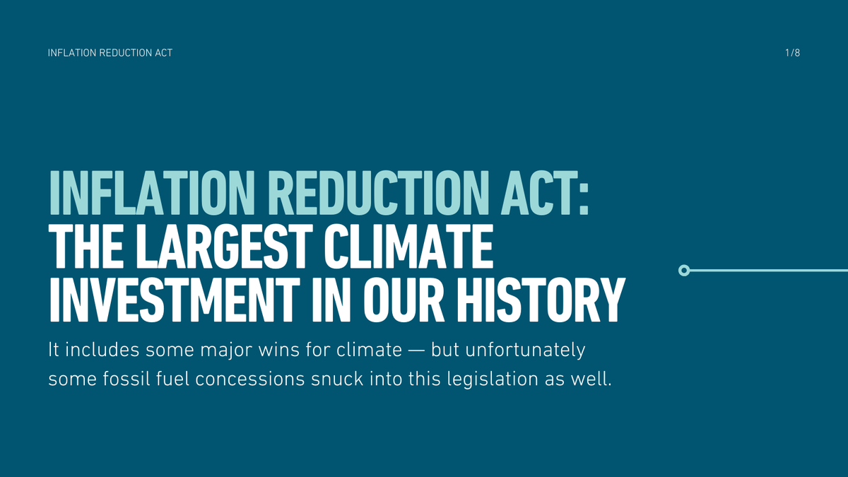 MichiganLCV's tweet photo. The #InflationReductionAct has officially been signed into law by @POTUS. There's lots to unpack in this legislation including plenty of climate wins, but there are also some fossil fuel giveaways that snuck in. (1/2) https://t.co/szszTItNLs