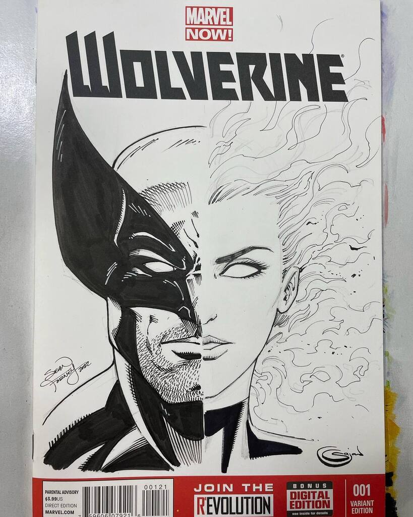 50/50 sketch from @clan_mcdonald_comics 

Wolverine by @seanforneyart 

Phoenix by @sajad_shah 

#wolverine #phoenix #xmen #marvel #sketchcover #clanmcdonaldcomics #sajadshah #seanforney instagr.am/p/ChXVcvDrHst/