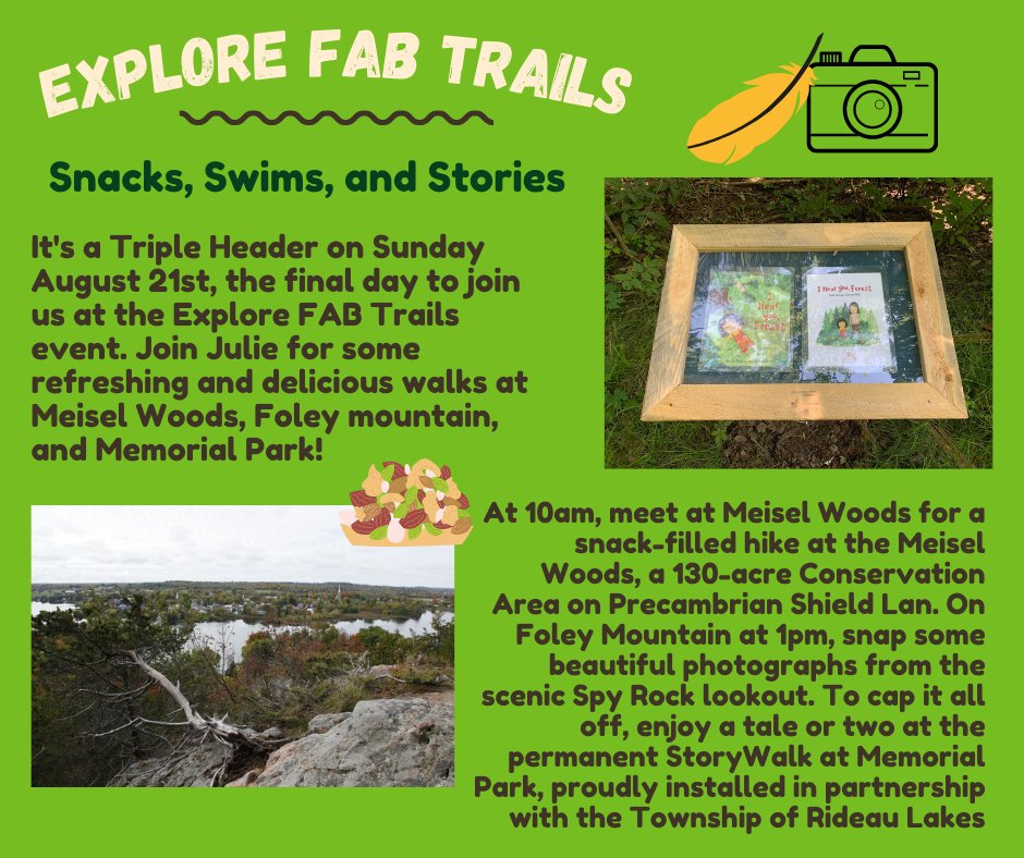 Only TWO more days until the start of the Explore FAB Trails event.

This Sunday, August 21st, we have THREE incredible guided hikes scheduled for you to enjoy.

To learn more and register, please visit: eventbrite.ca/e/explore-fab-….

Happy Trails! 🐸🌲🐞
