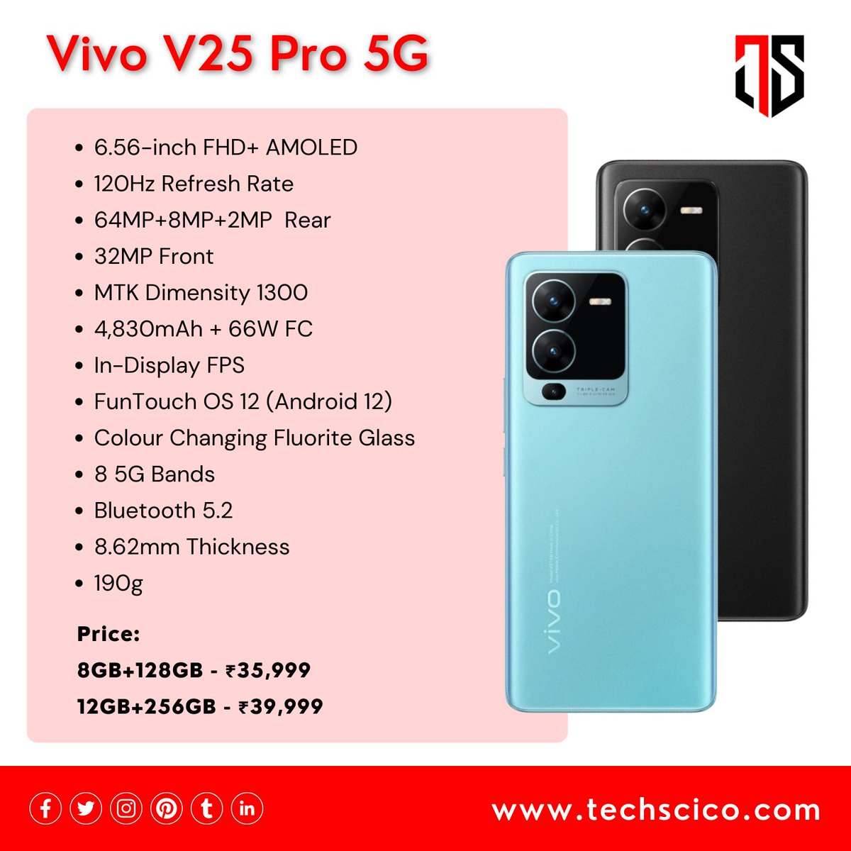 techscico's tweet photo. Vivo V25 Pro Launched in India with Colour Changing Back Panel. Prices starts from Rs 35,999
Available on Flipkart - https://t.co/2F5KU9i0ma

https://t.co/EBHrVGeLFh

#TechScico
#Vivo #vivoV25Pro #vivoV25Series https://t.co/994548XP0m