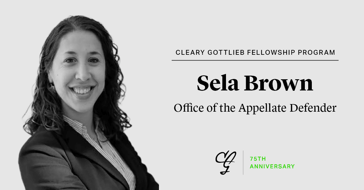 ClearyGottlieb's tweet photo. To celebrate the #ClearyFellowshipProgram’s 2021-22 class, #ClearyGottliebProBono is recognizing Sela Brown’s important work at @oad_nyc. To learn more about Sela’s experience as a Fellow, check out her Q&A here: https://t.co/rXbwteOIcR #ProBonoMatters https://t.co/YSPuOdh4u9