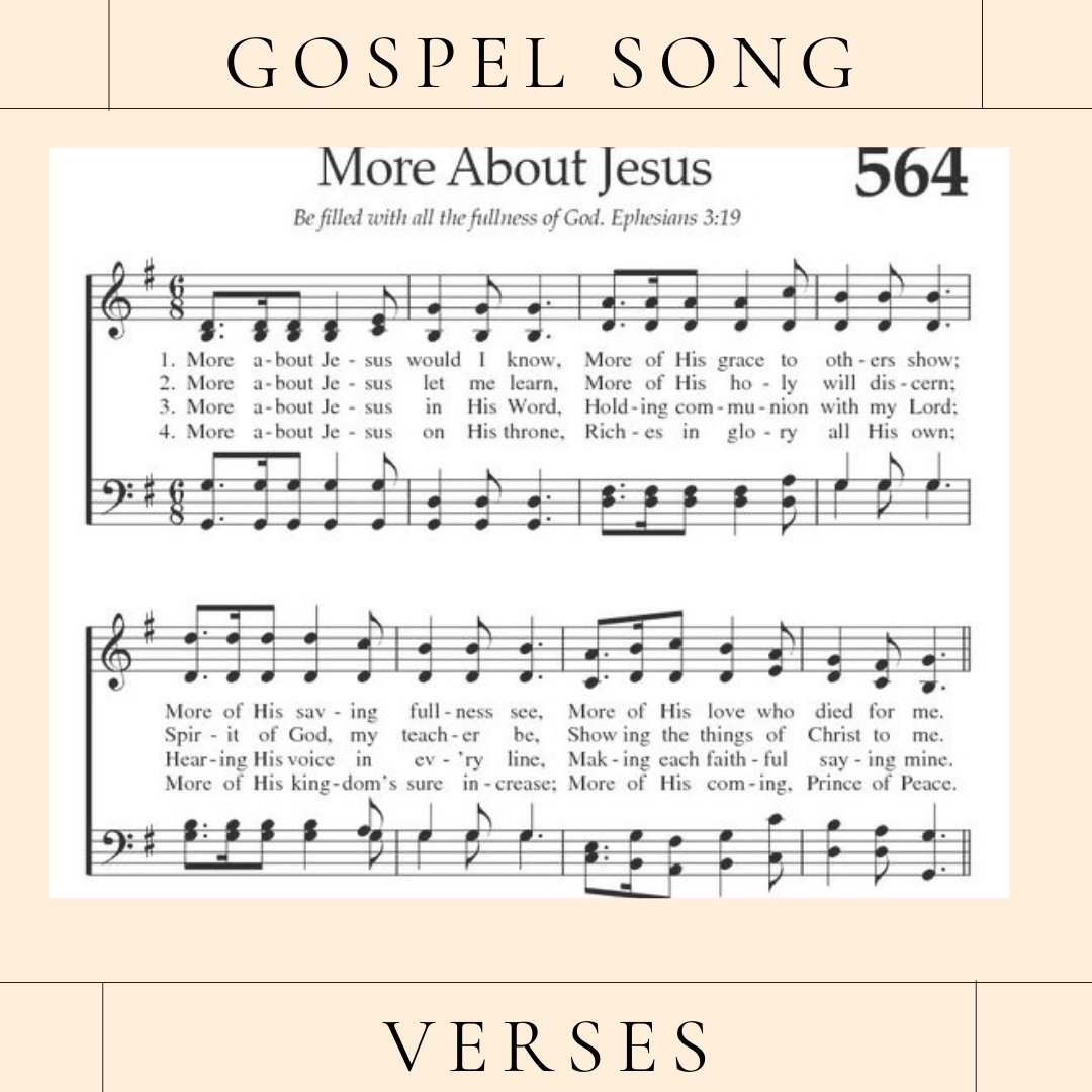 HymnTalk's tweet photo. Episode 63 is all about the song More About Jesus. Considered a hymn, it follows the format of Gospel Song with its four verses and refrain. Do you sing this at your church? We've never sung it at our church, but now we want to! #hymntalktwintalk #moreaboutJesus #hymns https://t.co/Plxy50WEaM
