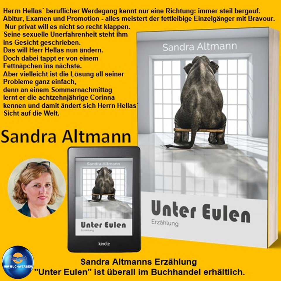DaggiGeiselmann's tweet image. Ein gelungenes Debüt.
Unterhaltsame Erzählung und tiefsinnig zugleich. 😘

Unter Eulen - Sandra Altmann

In jeder Buchhandlung vor Ort und online als E-Book und Taschenbuch zum Beispiel hier:

bit.ly/38Ef3Nk - Tredition Buchshop

amzn.to/3ov8eC2 - Amazon