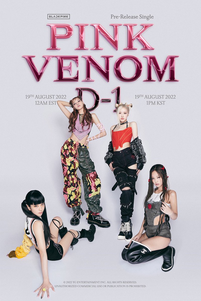 BLACKPINK ‘Pink Venom’ D-1 Poster Pre-Release Single ‘Pink Venom’ ✅2022.08.19 12AM (EST) & 1PM (KST) PINK VENOM COMING THIS FRIDAY #2daysToPINKVENOM #PINKVENOMCHALLENGE