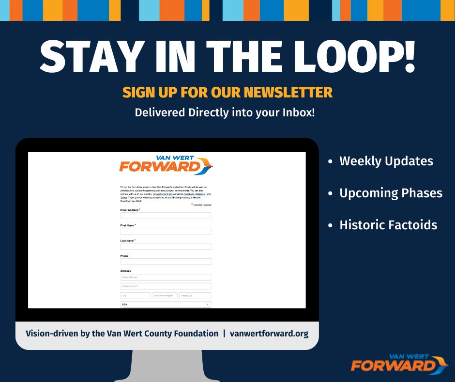 vwfwd's tweet photo. Want more information about Van Wert Forward delivered directly to your inbox? Sign up on our newsletter contact form now! We share weekly updates about each building in Phase One, upcoming phases, and the history of the spaces we are renovating.  https://t.co/fgpWwgtMPs https://t.co/ba8J6YOXoQ