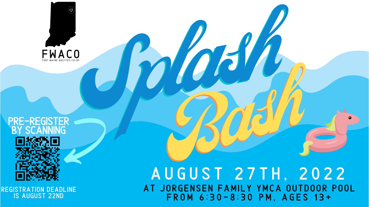 Join FWACO at the Jorgenson Family YMCA Outdoor pool from 6:30-8:30 pm on August 27 for their Splash Bash event! Registration closes on Aug. 22 so be sure to register soon. For more info, visit: bit.ly/3SQk3Rk