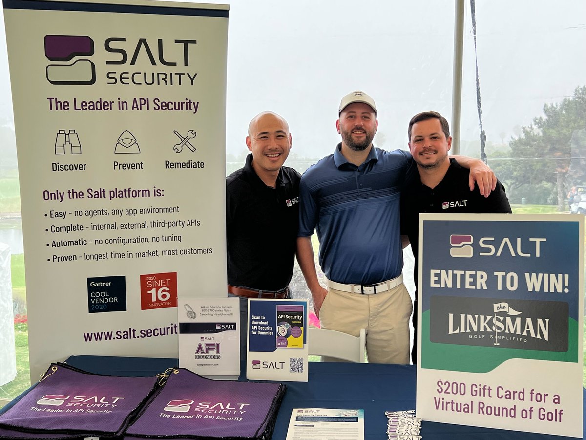 Salt Security (@saltsecurity) on Twitter photo The <a href="/SaltSecurity/">Salt Security</a> team had a great time this week at the <a href="/defy_security/">@defysecurity</a> Summer Classic at the beautiful <a href="/MonarchBeachGL/">MonarchBeachGolf</a> !! ⛳🏌️Interested in learning about our 🏆 winning API security platform? Follow the link ➡️ ow.ly/lyTE50KlhF5
#apisecurity #security #CISO The <a href="/SaltSecurity/">Salt Security</a> team had a great time this week at the <a href="/defy_security/">@defysecurity</a> Summer Classic at the beautiful <a href="/MonarchBeachGL/">MonarchBeachGolf</a> !! ⛳🏌️Interested in learning about our 🏆 winning API security platform? Follow the link ➡️ ow.ly/lyTE50KlhF5
#apisecurity #security #CISO