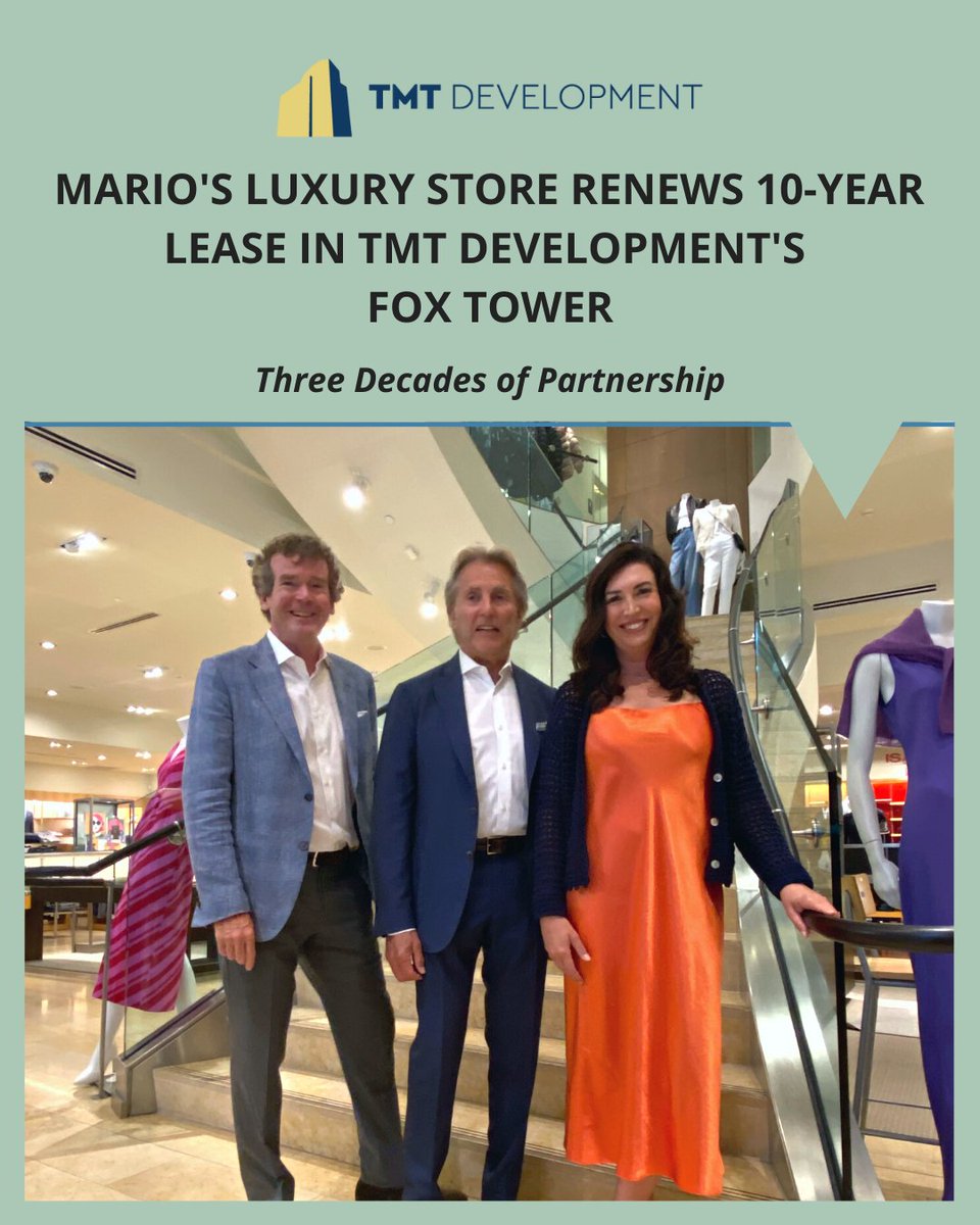 TMTDevelopment's tweet photo. TMT Development is proud to announce the renewal of @stylemarios Mario's lease in Fox Tower! This ten year lease will continue our decades-long partnership with the luxury store and we are excited to see Mario’s growth and continued dedication to downtown Portland. https://t.co/jqHgFaCVH4