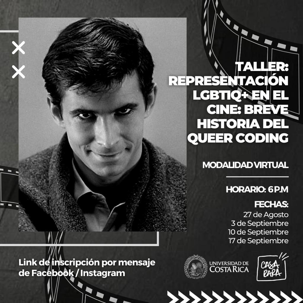 CasaRara2's tweet photo. Te invitamos al 'Taller: Representación LGBTIQ+ en el cine: Breve historia del queer coding', el cual realizaremos junto con la UCR. Este será gratuito y tendrá una duración de cuatro sesiones a través de Zoom. Inscripciones por mensaje a nuestro Instagram #CasaRara #SomosFamilia https://t.co/nBiYJQKMVB