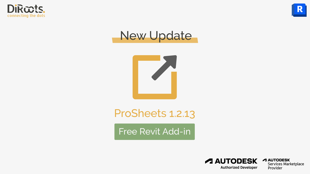 DiRoots17's tweet photo. 📢 #ProSheets New Update!
👇 Download now:
https://t.co/VyPDZWqejK
👇 Do you want your own Custom Revit Plugin? Request a quote today!
https://t.co/eJIoVR72cS
#DiRoots #Autodesk #Revit #BIM #AEC #AECindustry https://t.co/sAdHfAyKGN