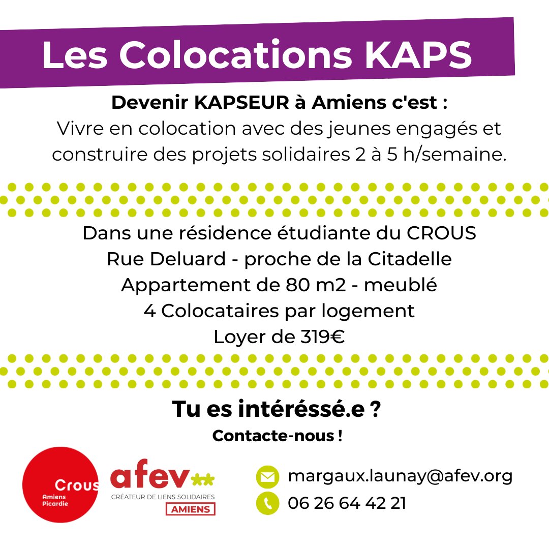 Passage hier à <a href="/F3Picardie/">France 3 Picardie</a> où j'ai parlé des coloc' étudiants que porte <a href="/AfevFrance/">Afev</a>! 
Le logement est l'un des premiers freins à la poursuite d'études! 2,7 Millions d'étudiants pour 380000 logements dédiés... il est temps d'augmenter ce nombre avec de nouvelles façons d'habiter!