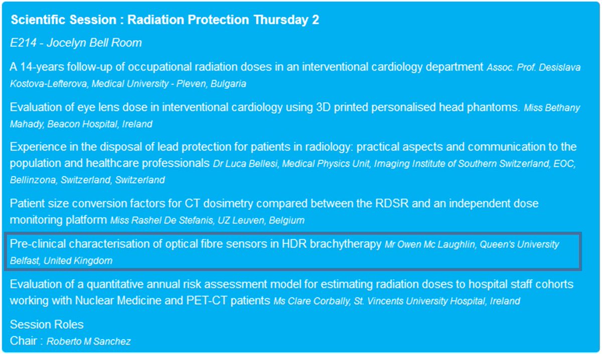 📢ORIGIN is @ECMP2022 in Dublin!! Join us at the Radiation Protection Session tomorrow afternoon for @QUBelfast researcher Owen McLaughlin's presentation on 'Pre-clinical characterisation of optical fibre sensors in HDR brachytherapy' @Photonics21 @HorizonEU @BPhotVub