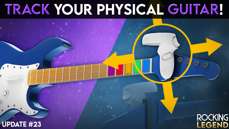 domurosoft's tweet photo. Hello, VR rockstars!

 If you own a guitar-shaped controller, you can now use one of the VR controllers to track the controller position!

https://t.co/BkJABKl6Ur

#Steam #SteamVRFest #guitar #air #Rock #music #drums #VirtualReality #MetaQuest2 #Index https://t.co/1cb3fBCczV