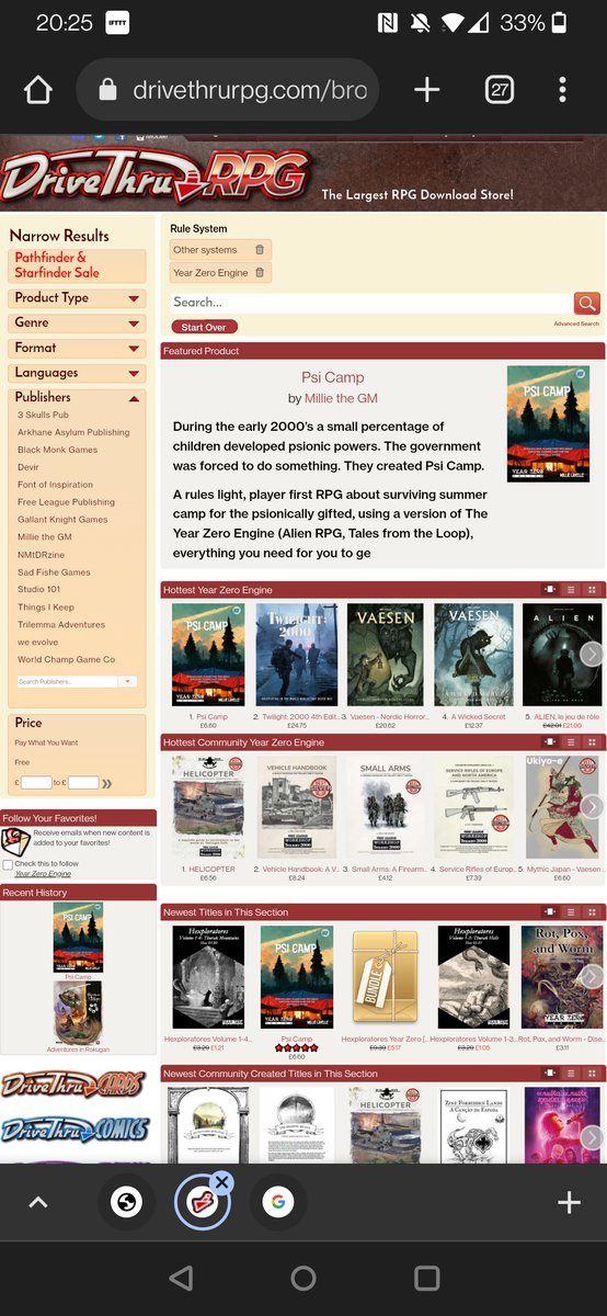MillietheGM's tweet photo. The whole #PocketQuest2022 journey has been a wild ride so far, and being English it sometimes feels bad to shout about doing well. But folks... right now in one very specific way... my game is hotter than Alien, Vaesen and Twilight 2K. https://t.co/iSC6jI9fRh