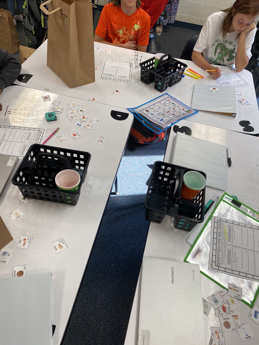 The_Mrs_Rigg's tweet photo. Welcome to the Math Market 🤩 where shopping helps us build fluency with adding and subtracting decimals!! #ELITElearning #realworldapplication https://t.co/Ndgy82t0VR