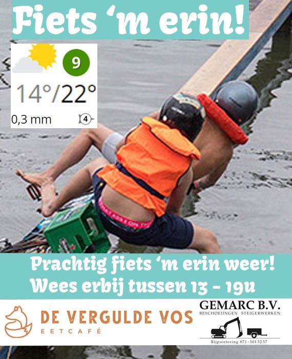 ☀️🚲FIETS 'M ERIN🚲☀️
Zaterdag is het eindelijk zo ver!
De weergoden lijken ons goed gezind na de afgelopen natte dagen. Kom dus een hapje en een drankje doen op ons gezellige terras. Doe mee of kijk mee. Heb je nog vragen? Check deverguldevos.nl/evenementen/fi…!