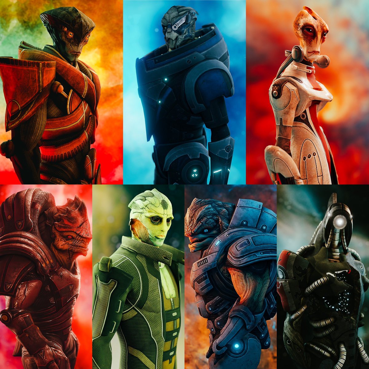 WildCardHoney's tweet image. Finished the non human squad mates ! #masseffect #Blender3d #3drender #3dart #digitalart