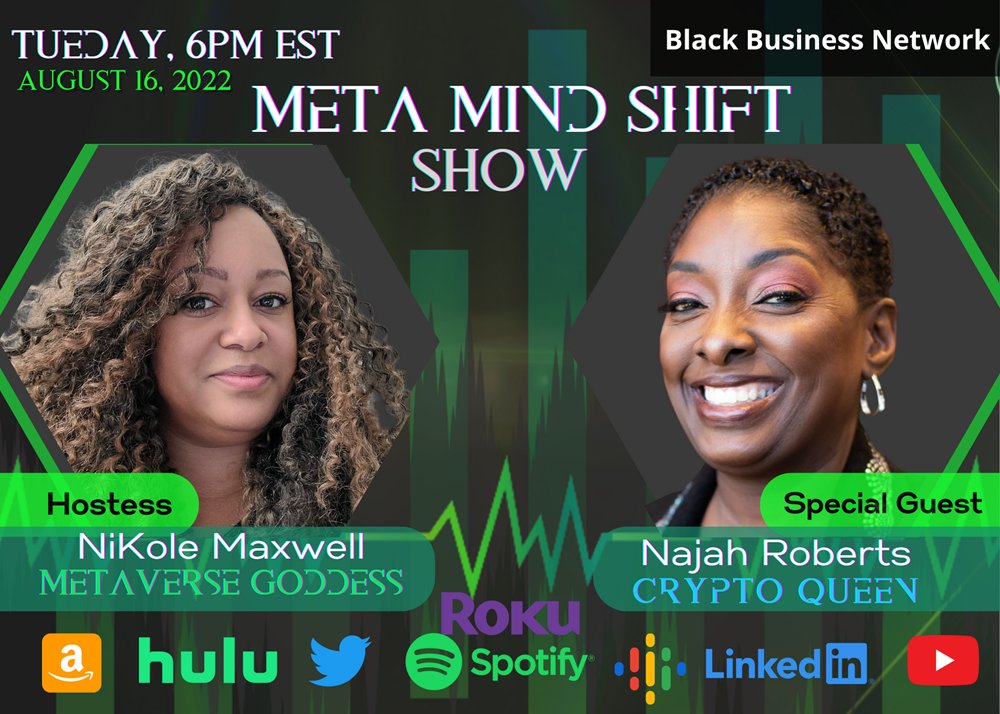 iamtechnikole's tweet photo. Check it, check it out! "Meta Mind Shift Show [S1 E3] Special Guest Najah Roberts, Crypto Queen"
@NajahRoberts @iamtechnikole @artsymarie1  #MetaMindShift #technikole

 ▶️https://t.co/gqVMCLoO1i
#roku #hulu #amazon #twitter #linkedin #iHeartRadio #GooglePodcast  #spotifypodcasts https://t.co/wXMou8mOtk