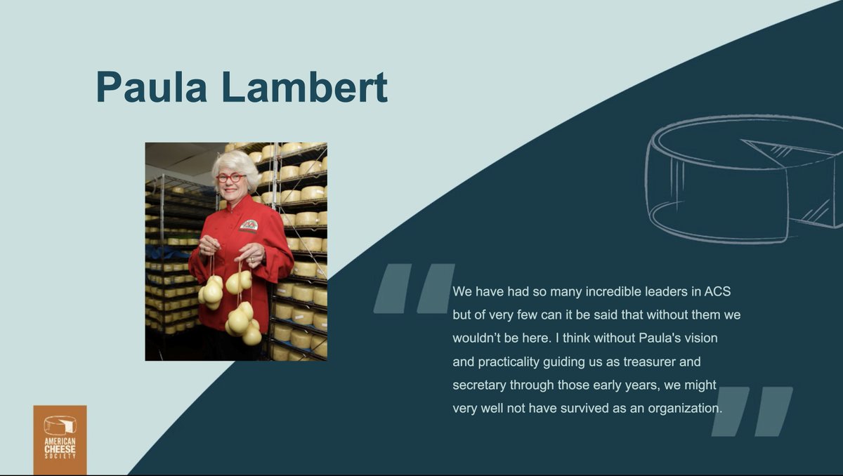 CheeseSociety's tweet photo. Paula Lambert is the second recipients to be awarded the Lifetime Achievement Award at our 2022 ACS Annual Conference. Paula wasn't able to be with us at the conference in person but sent in a heartfelt acceptance speech! Congratulations, Paula!
#lifetimeachievement #cheesecamp https://t.co/h8U3XTVYWQ