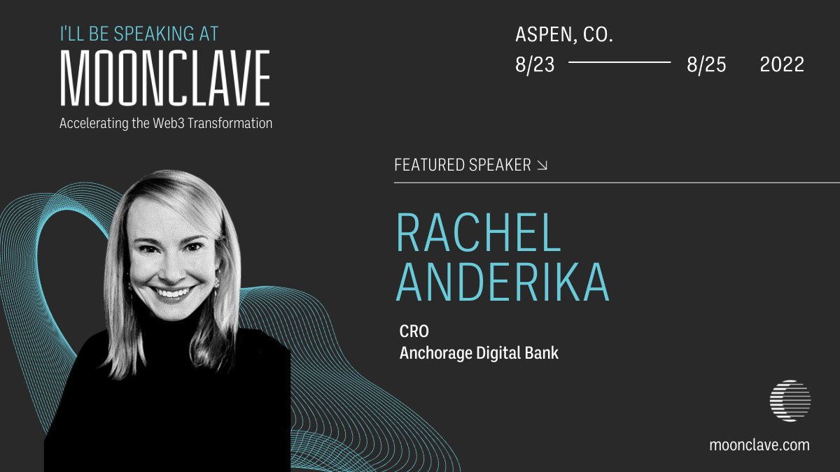 moonclave's tweet photo. Welcome Rachel Anderika of Anchorage Digital to #Moonclave Aspen Summit! Rachel will speak at the session ‘Getting to Yes: How Normies Successfully Enter Crypto'.

Learn more: https://t.co/zc30gxBzrW

Register now and join us next week in #Aspen! https://t.co/qUPrkmK8O1 https://t.co/QLAs1freaq