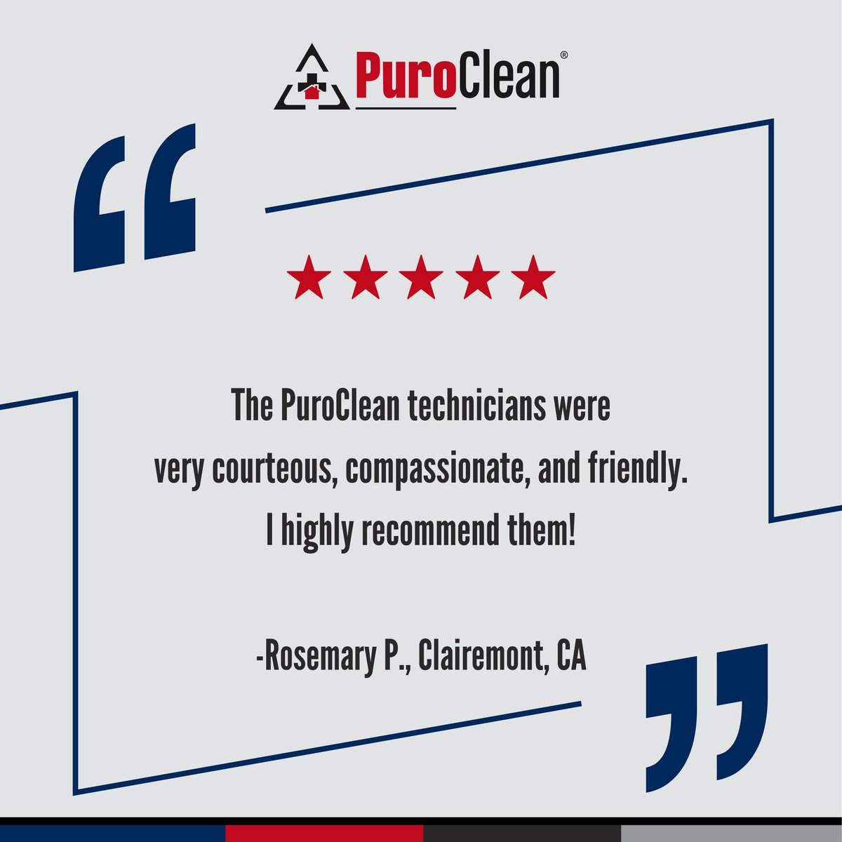 Our experienced technicians are there to serve your needs with a positive attitude. Thanks for your hard work, PuroClean of Clairemont!

#HappyCustomer #Reviews #Testimonial