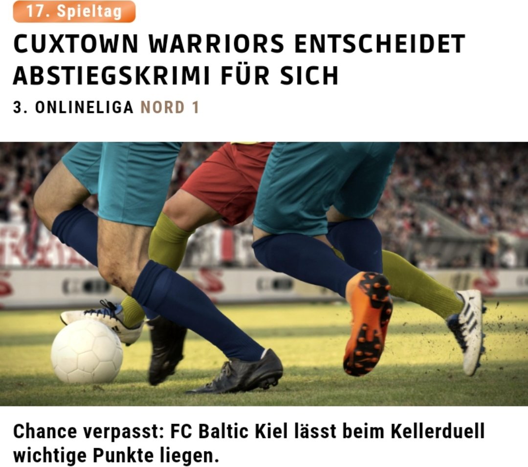 cuxtown's tweet photo. Cuxtown NEWS 

Am 17. Spieltag entscheiden die WARRIORS das Kellerduell gegen FC BALTIC KIEL mit 5:3 für sich und beenden die Hinrunde mit 15 Punkten auf Platz 14. Es gab einige Höhepunkte aber leider auch sehr viele Tiefpunkte in der Hinrunde. Es liegt noch viel Arbeit an.
WbaB! https://t.co/jbDJMyP7hD