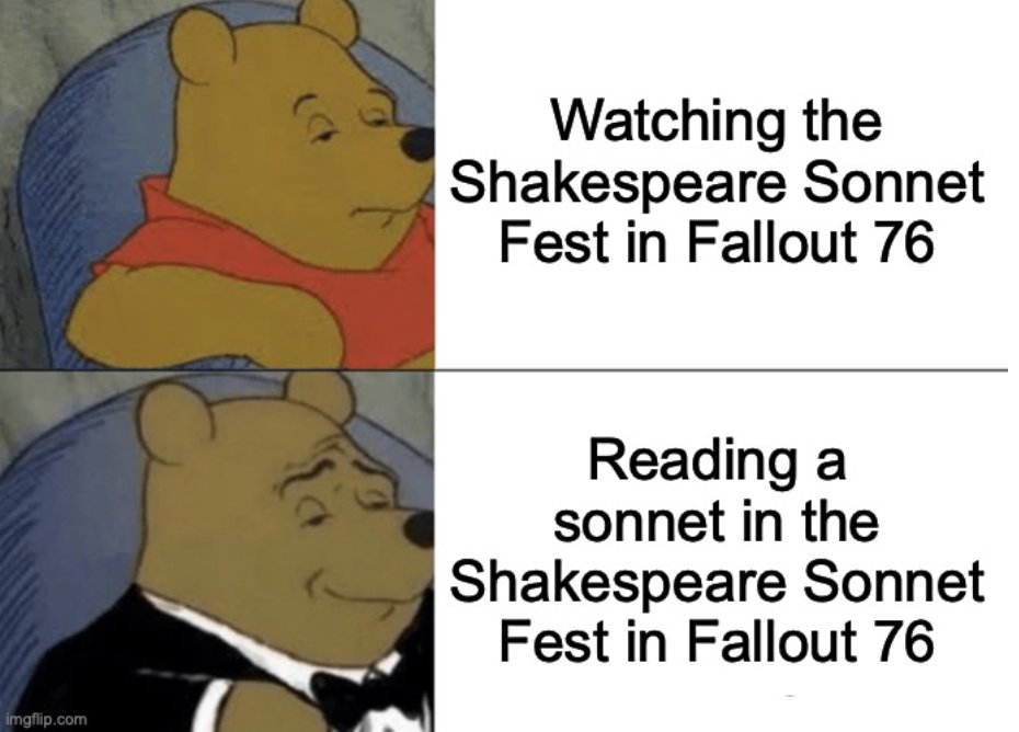 76Theatre's tweet photo. Register today.  
PC, Xbox, PS. #Fallout76

https://t.co/xHvZOXWKxv 

#shakespeare #FalloutShakespeare https://t.co/KIlejxTUd5