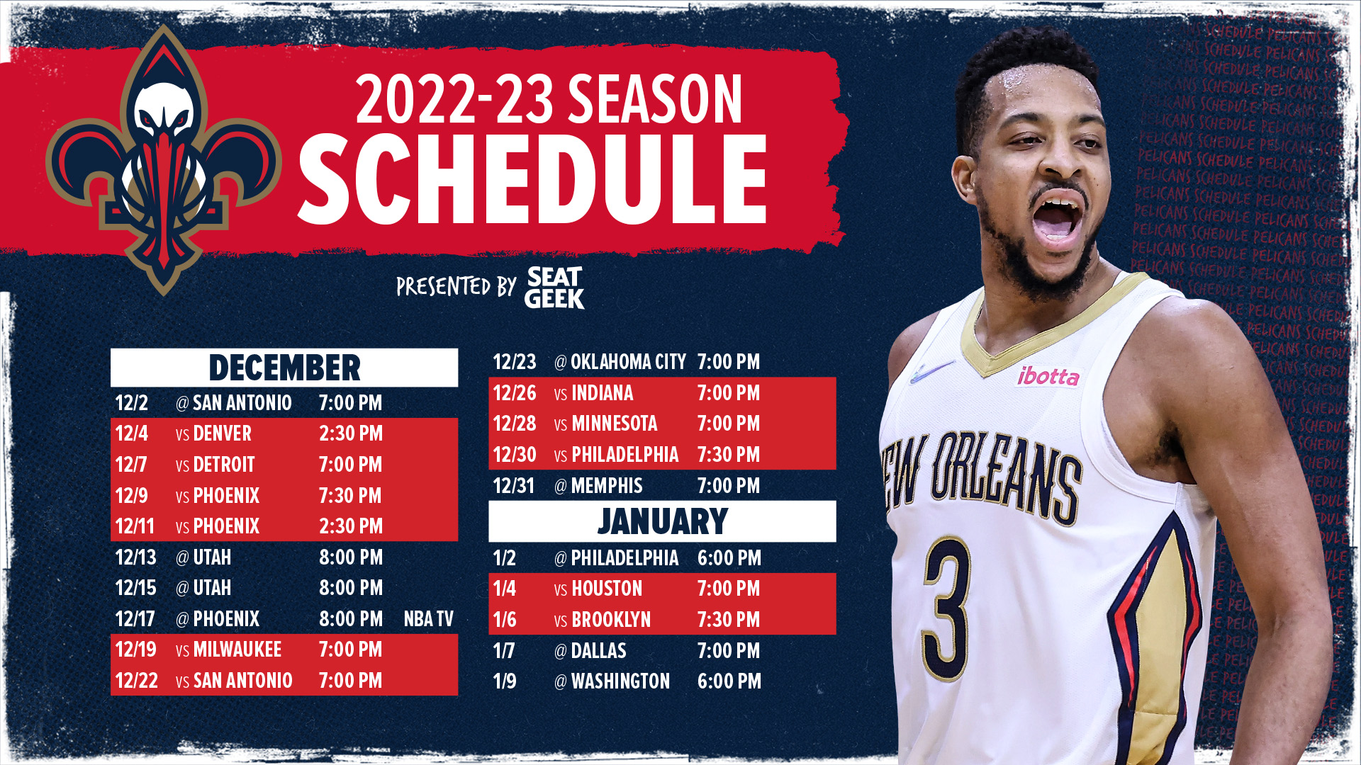 Pelicans announce 2022-23 regular season schedule presented by SeatGeek