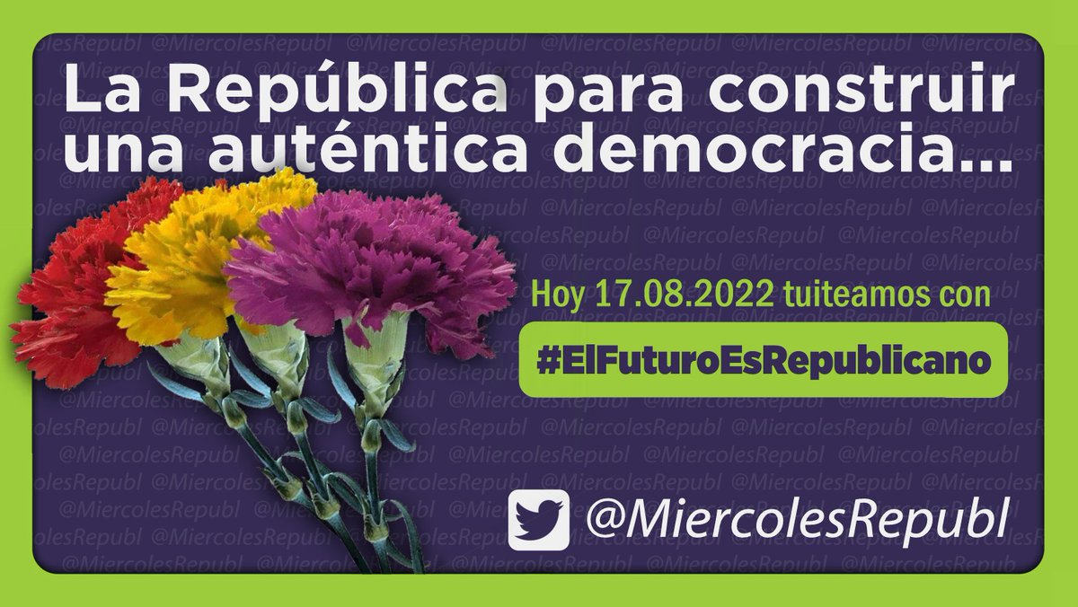 @Enolahol2 @EmiliadeCarinho @Marisa63438478 @irenepanea @gelesred @Gema07197261 @EspanolOperado @miabagon @QuinBerYun @catalinaventur2 Ahora bien ... #ElFuturoEsRepublicano ♥️
#ElFuturoEsRepublicano ✊
#ElFuturoEsRepublicano 💜