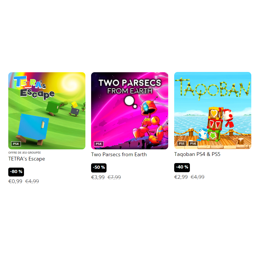 abxgames_studio's tweet photo. My 3 games #TETRAsEscape, #TwoParsecsFromEarth and #Taqoban are on sold (from 40% to 80% off) on #PSVita, #PS4 and #PS5
#IndieGameDev #IndieGame #IndieGames #IndieDev #PuzzleGame #metroidvania
https://t.co/6V4xVYfY97
https://t.co/iy8NCxho4V
https://t.co/RdHlnz6Q5J https://t.co/Cc5nwbA69y