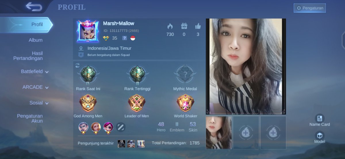 Dheeaa26's tweet photo. Bantuin up ranked dong kasian ga naik naik #MobileLegends #MobileLegendsBangBang https://t.co/11pO1A376f